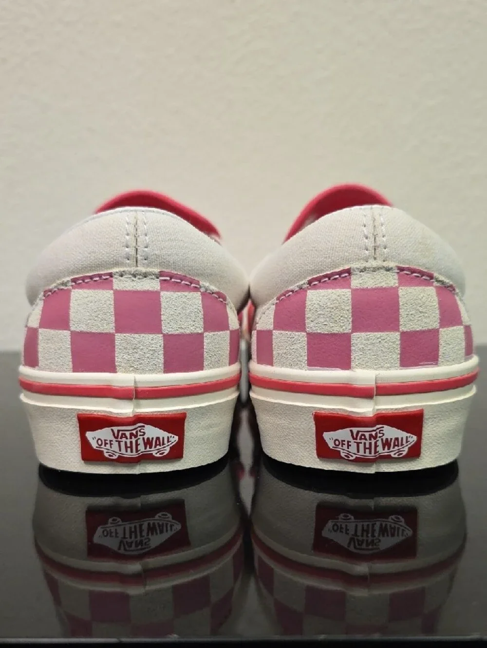 Vans Classic Slip-On Pink True White Checkerboard Men’s 6.5 Women’s 8 New